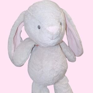 Kellytoy 18" Cuddle Baby Grey Bunny Rattle Plush Stuffed Toy Floppy Ears NEW NWT